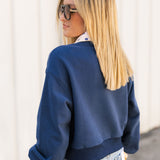 Navy Polka Dot Collar Turkey Sweatshirt | Queen Of Sparkles