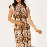 Snake Print Rainbow Trim Knit Midi Dress | Queen Of Sparkles