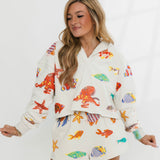 Neutral Multi Under The Sea Creature Hoody Sweatshirt | Queen Of Sparkles