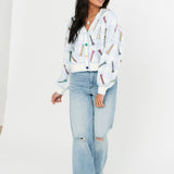 Blue & White Plaid Golf Tee Button Up Cardigan | Queen Of Sparkles
