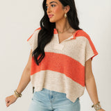Stripe Sweater Vest | Coral Oatmeal