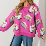 Hot Pink Rainbow Birthday Cake Sweatshirt | Queen Of Sparkles