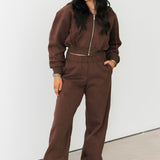 Cozy Fleece Cropped Hoodie | Espresso