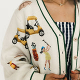 White Multi Golf Icon Cardigan | Queen Of Sparkles