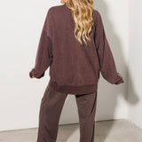 Terry Wide Leg Pant | Washed Dark Cherry