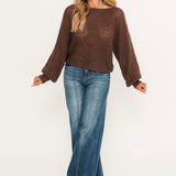 Crochet Slouchy Sweater | Chocolate