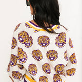 Licensed LSU Knit In Mascot Rhinestone Cardigan | Queen Of Sparkles