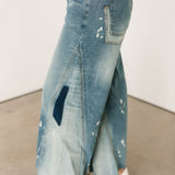Washed Bleached Wide Leg Denim Jeans