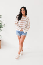 HOODED KNIT SWEATER | CREAM & TAUPE