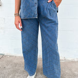 Stitched Wide Leg Pants | Denim