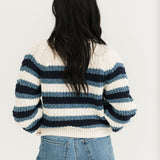 Frankie Cable Striped Pullover | Ivory Combo