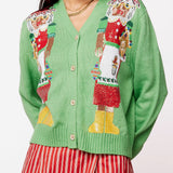 Green Mrs.Clause Button Up Cardigan | Queen Of Sparkles
