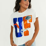 Licensed Florida Metallic Word With Icons Tee | Queen Of Sparkles