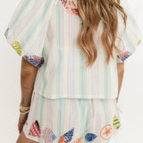 Multi Stripe Button Up Shell Short | Queen Of Sparkles