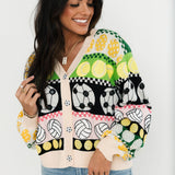 Sport Icon Button Up Cardigan | Queen Of Sparkles