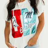 Licensed Ole Miss Metallic Word With Icons Tee | Queen Of Sparkles