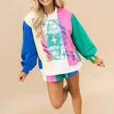 Multi Colorblock Stripe QOS Card Logo Sweatshirt | Queen Of Sparkles