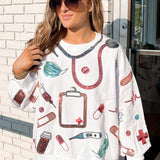 White Medical/Doctor Icon Sweatshirt | Queen Of Sparkles