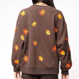 Brown Big Turkey & Leaves Sweatshirt | Queen Of Sparkles