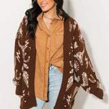 Oversized Western Knit Cardigan | Chocolate