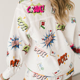 White Mahjong Icon Rainbow Trim Short | Queen Of Sparkles