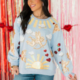 Light Blue Cupid In The Sky Sweatshirt | Queen Of Sparkles