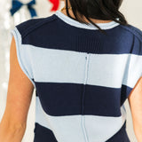 Liberty Stripe Sweater Top | Blue
