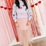 Lavender Groovy Heart Mock Neck Sweatshirt | Queen Of Sparkles