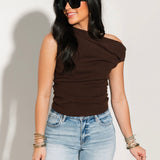 Asymmetrical Sweater Top | Brown