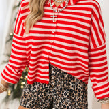 Piper Striped Cardi | Pink & Red