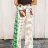 Game Day Contrast Wide Leg Denim Jean