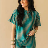 Junie Tee | Teal Stripe
