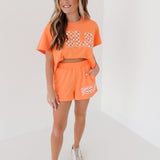 Orange Sequin 'VOLS' Word Shorts | Queen Of Sparkles