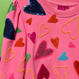 Pink Groovy Hearts All Over Sweatshirt Dress