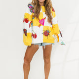 Yellow & White Checkered Summer Icon Sweatshirt | Queen Of Sparkles