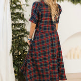 Merry Meadow Midi Skirt | Navy Plaid