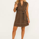 Born This Way Belted Mini Dress | Brown