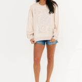 Beige Queen Card Logo Sweatshirt | Queen Of Sparkles