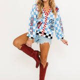 Licensed Ole Miss Checkered Team Icons Cardigan | Queen Of Sparkles