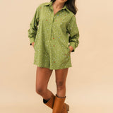 Olive Scattered Multi Rhinestone Cotton Button Up Romper | Queen Of Sparkles