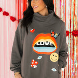 Love Graphic Mock Neck Sweatshirt