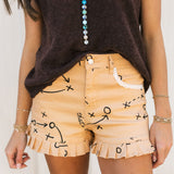 Football Tan Denim Short