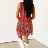 Rainbow Floral Knit Fringe Tank Dress | Queen Of Sparkles