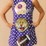 Licensed LSU Football & Helmet Icon Polka Dot Tank Dress | Queen Of Sparkles