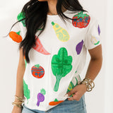 White Multi Bandana & Gingham Print Veggie Tee | Queen Of Sparkles