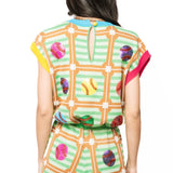 Mint Baseball Field Diamond Multi Baseball Midi Tie Romper | Queen Of Sparkles