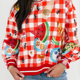 Red & White Checkered Picnic Sweatshirt | Queen Of Sparkles