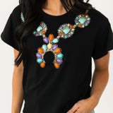 Black Multi Turquoise Necklace Tee | Queen Of Sparkles