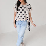 Bow Sweater Top | Ecru