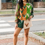 Colorblock Deer Head Sweatshirt | Queen Of Sparkles